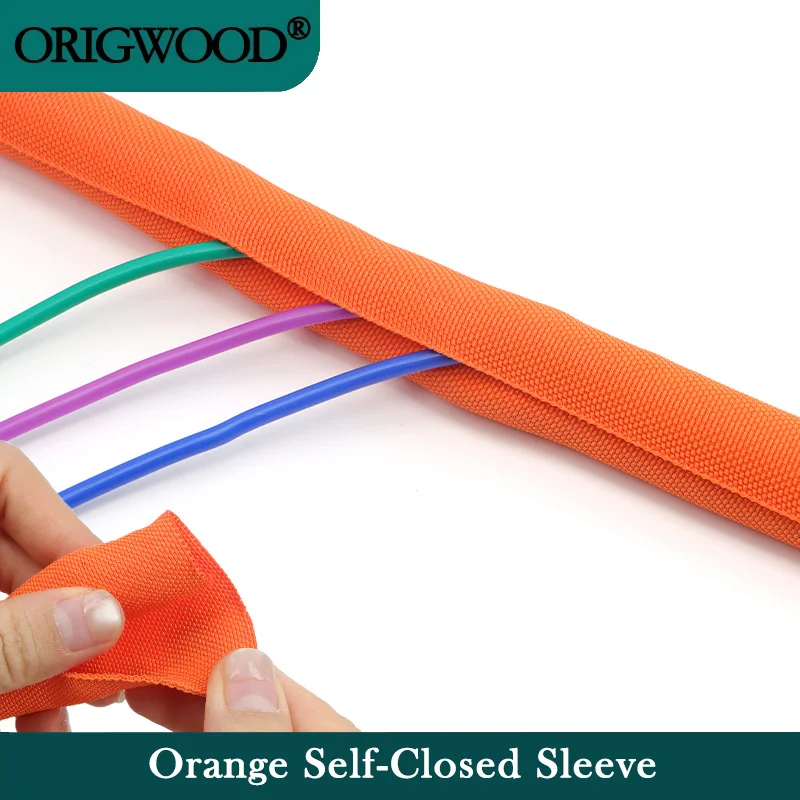 PET erweiterbare geflochtene Schlauchhülle, orange, 3–60 mm, selbstschließende, isolierte Hülle, selbstschließender Kabelorganisator, Kabelschutz, 1–10 m