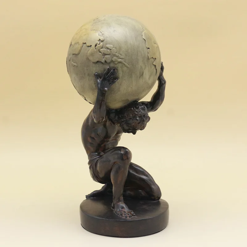 Ball Lifting Figure Ornament Titan Statue Office Desk Decoration Creative Artwork Character Sculpture Room Aesthetic Decoration