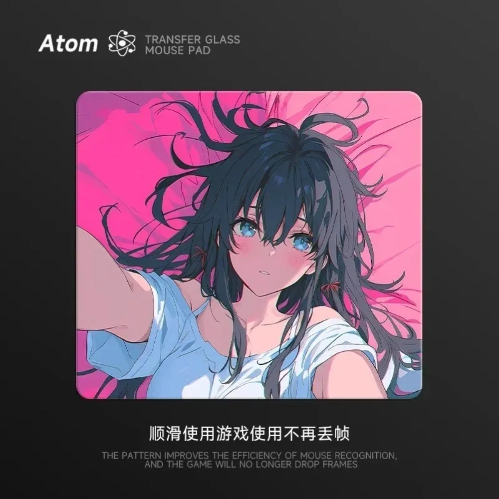 ATOM デスクアクセサリー強化ガラスマウスパッドデスクマット FPS ゲーミングマウスパッドカスタムパーソナライズされた漫画アニメゲーマーギフト