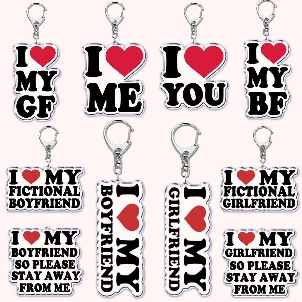 Custom I Love You My Fictional Boyfriend Awesome Girlfriend Keychain Emo Boys Hot Wife Mom Dad Key Ring Keychains Bf Gf Gifts