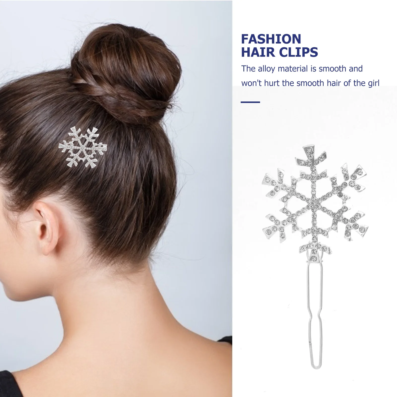 

6pcs Snowflake Hair Clips Alloy Hairpins For Women Elegant Bridal Winter Party Accessories Shiny Rhinestone Crystal No Edge Anti