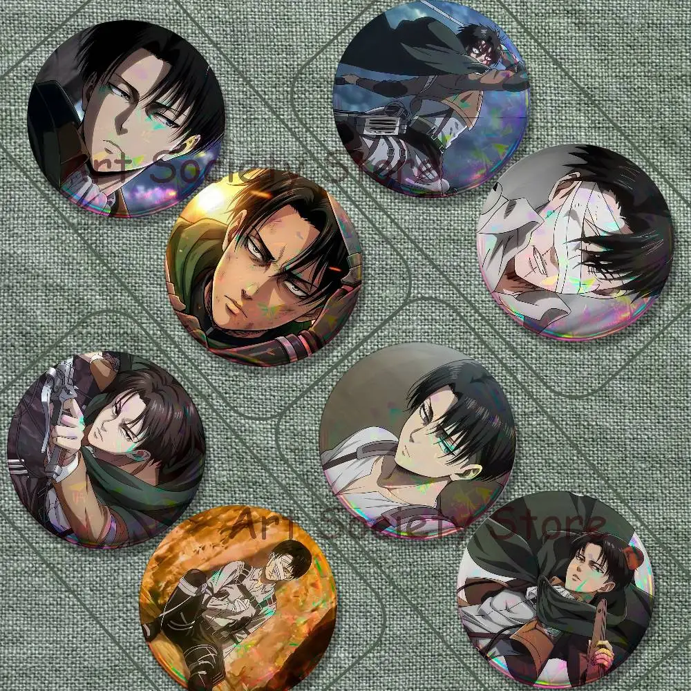 Anime L-Levi Ackerman 2-piece set Pin Backpack Clothes Jewelry Accessories Cartoon Round Brooch Button Badge Fan Collection Gift