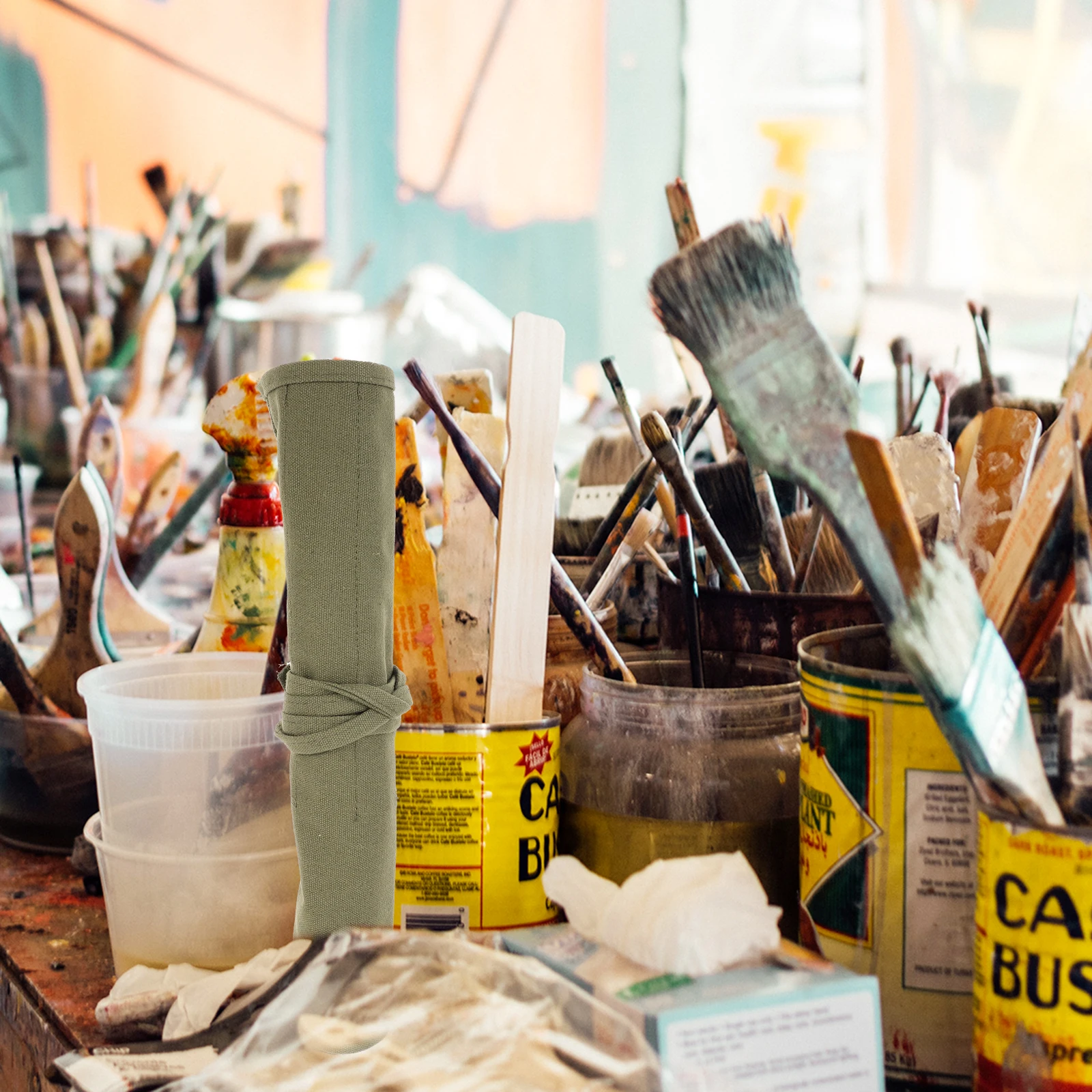 

Canvas Pencil Roll Large Capacity Portable Organizer For Drawing Supplies Pencil Storage Accessory Stationery Case