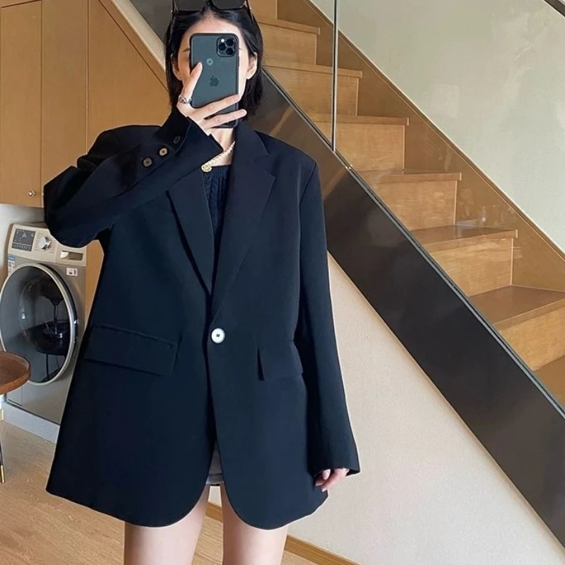 Black Blazer Women Luxury Brands Long Sleeve Spring Autumn Coat Suit Office Ladies Blazer Jacket Chic Loose Women Clothing Trend