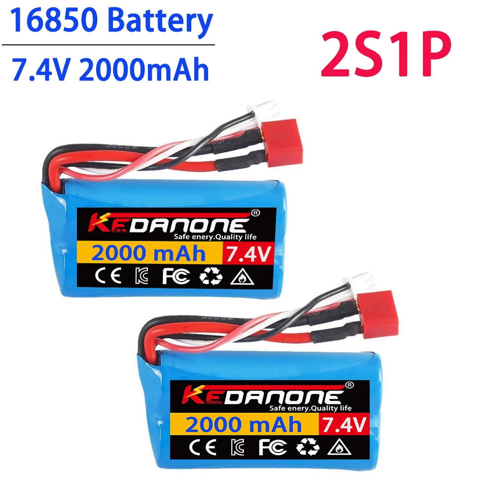 

7.4V 2000mAh/3000mah/4000mAh 18650 rechargeablelipo Battery 2S T Plug for Q46 Wltoys 10428 /12428/12423 RC Car Spare Accessories