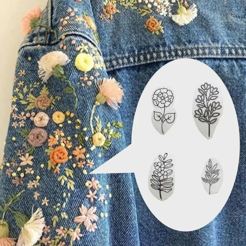 2Sheets Embroider Paper Wash Away Sewing Moulds Water Soluble Non-woven Fabric Printed Stabilizer Embroidery Patterns Sticker