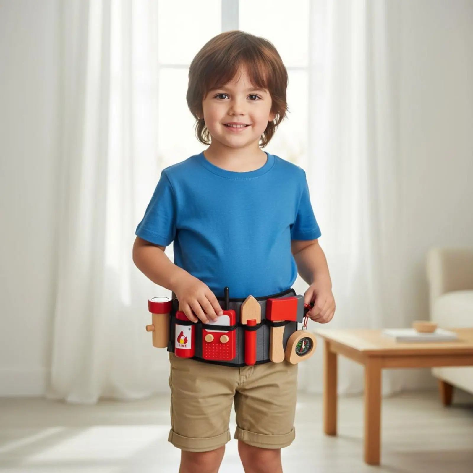 

Wooden Firefighter Toy Set Educational Firefighter Role Play Set Firefighter Toy Accessories Kit Realistic Design