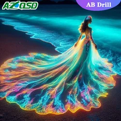 AZQSD Diamond Painting Full Kits Woman Portrait AB Drill Needlework Handicrafts Embroidery Sea Full Square Round Home Decorative