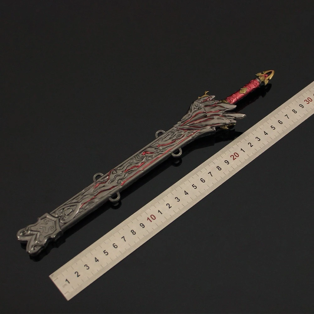 Naraka: Bladepoint Scarlet Skyblade, 30cm, juego periférico, armas de espada larga, modelo de metal, adorno de escritorio hecho a mano, regalos de juguete para niños