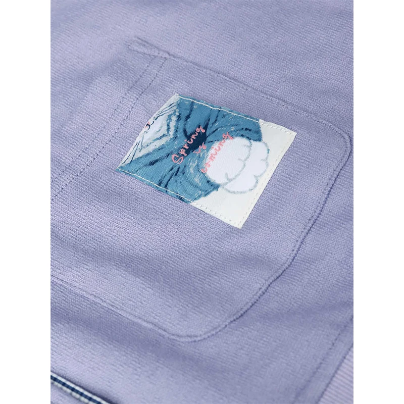 MOVEUP 100% Cotton Long-Sleeved Jacket 2026 Autumn New Cartoon Woven Label Checkered Patchwork Jackets For Women 3ELC10703