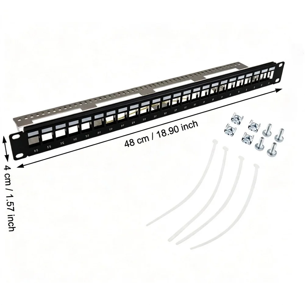 24 Port Shielded Rack Mount Patch Panel Supporting Standard Network Module Formats for Broad Compatibility and Scalability