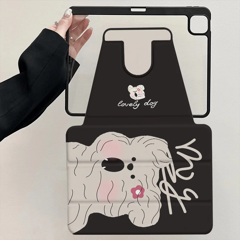 360° Rotatable Tri-Fold for Samsung Galaxy Tab S9 S10 FE A9 A11 S7 S8 Plus Painted Tablet Black Background Blush Pets Protection