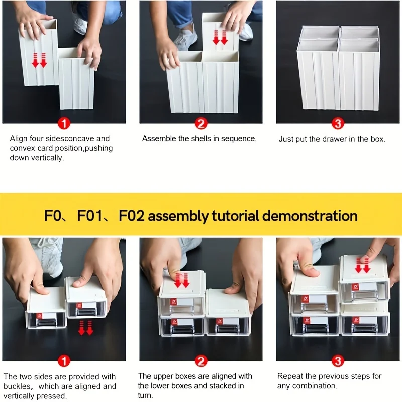 F1 6pcs Plastic Desktop Storage Drawer Stackable Organizer Box Great For Storing Hardware Mall Parts 180*95*50MM/7*3.7*2 Inch