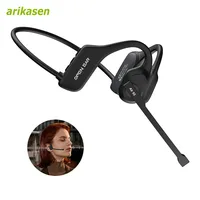Auriculares abiertos con micrófono de brazo con cancelación de ruido Auriculares inalámbricos Bluetooth ligeros para centro de llamadas de oficina de camionero
