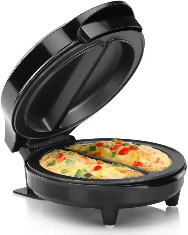 Non-Stick Omelet & Frittata Maker, Stainless Steel, Makes 2 Individual Portions Quick & Easy (2 Section, Black)