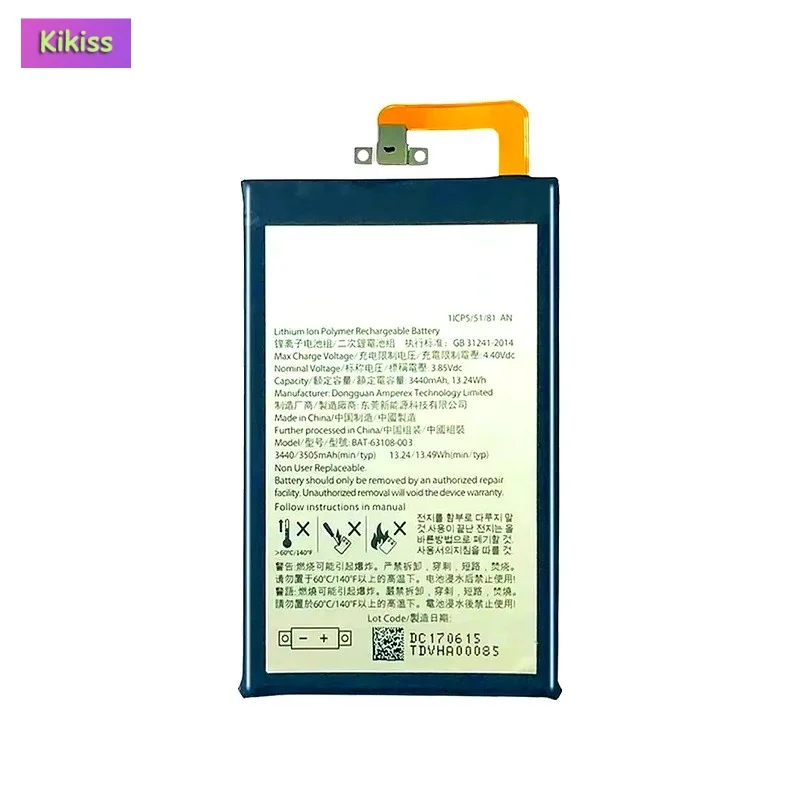 Replacement Mobile Phone Battery For BlackBerry Keyone For Alcatel DK70 DTEK70 BAT-63108-003 3440mAh