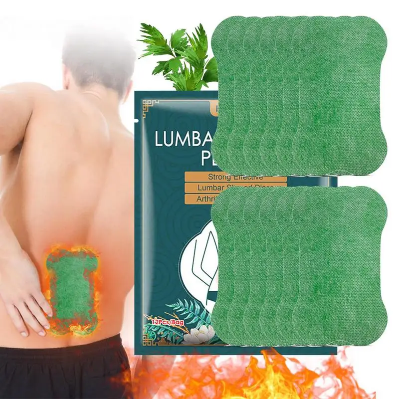 Lumbar Patch 12 Pcs Wormwood Patches For Neck Self-Heating Muscle And Joint Heat Stickers To Relieve Joint Swelling And Muscle