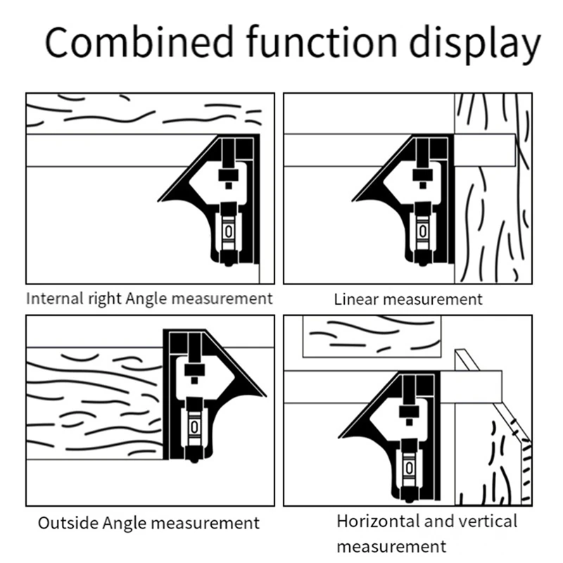 150Mm Multifunctional Combined Square Ruler Movable 45-Degree Right-Angle Crutch Measuring Tool Durable