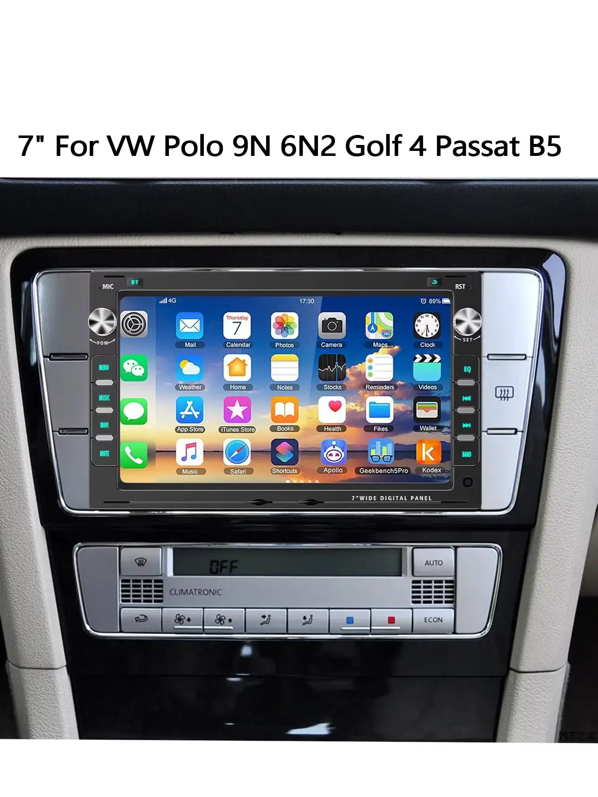 ESSGOO 7" Android 15 8-Kern 6+128G Autoradio für VW Polo 9N Golf 4 Passat B5 T5 mit kabellosem Carplay, Android Auto, GPS-Navigation, 4G, DSP, FM, RDS, WLAN, Bluetooth, Mirror Link,