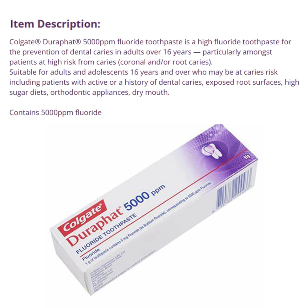 Colgate Duraphat 5000 Ppm Fluoride Toothpaste 51gr Fluor Teeth Prevention Dental Caries Treatment Duraphat5000 Oral Care Product