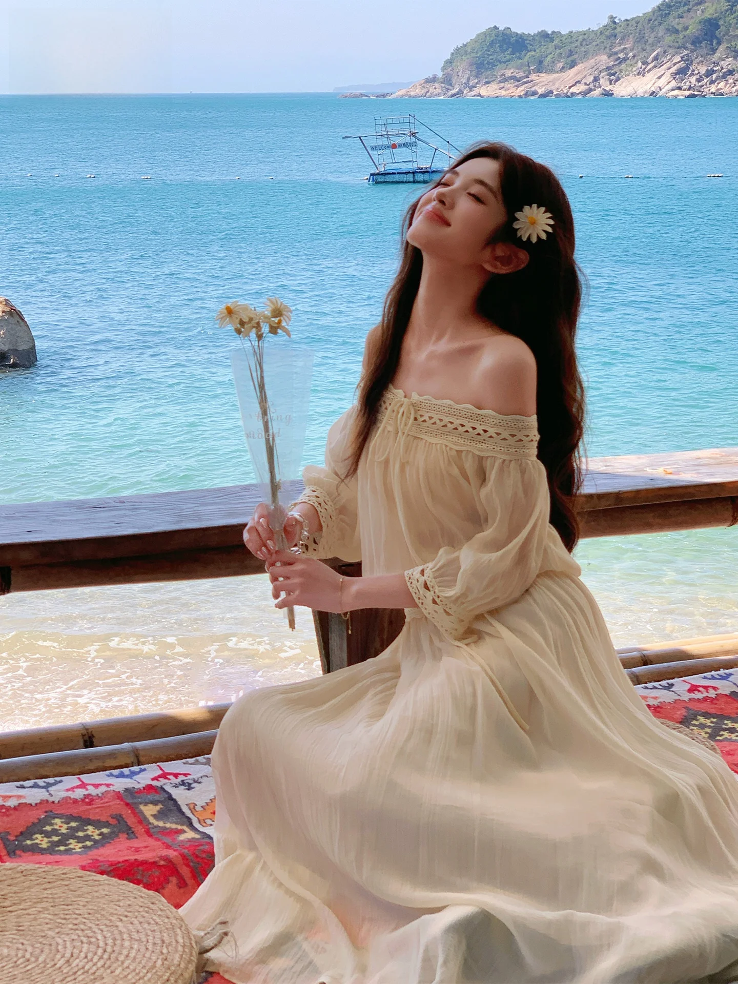 

Комплект из двух предметов: кружевное длинное платье и топ на одно плечо для женщин, летний повседневный костюм в стиле сказки, свободный крой