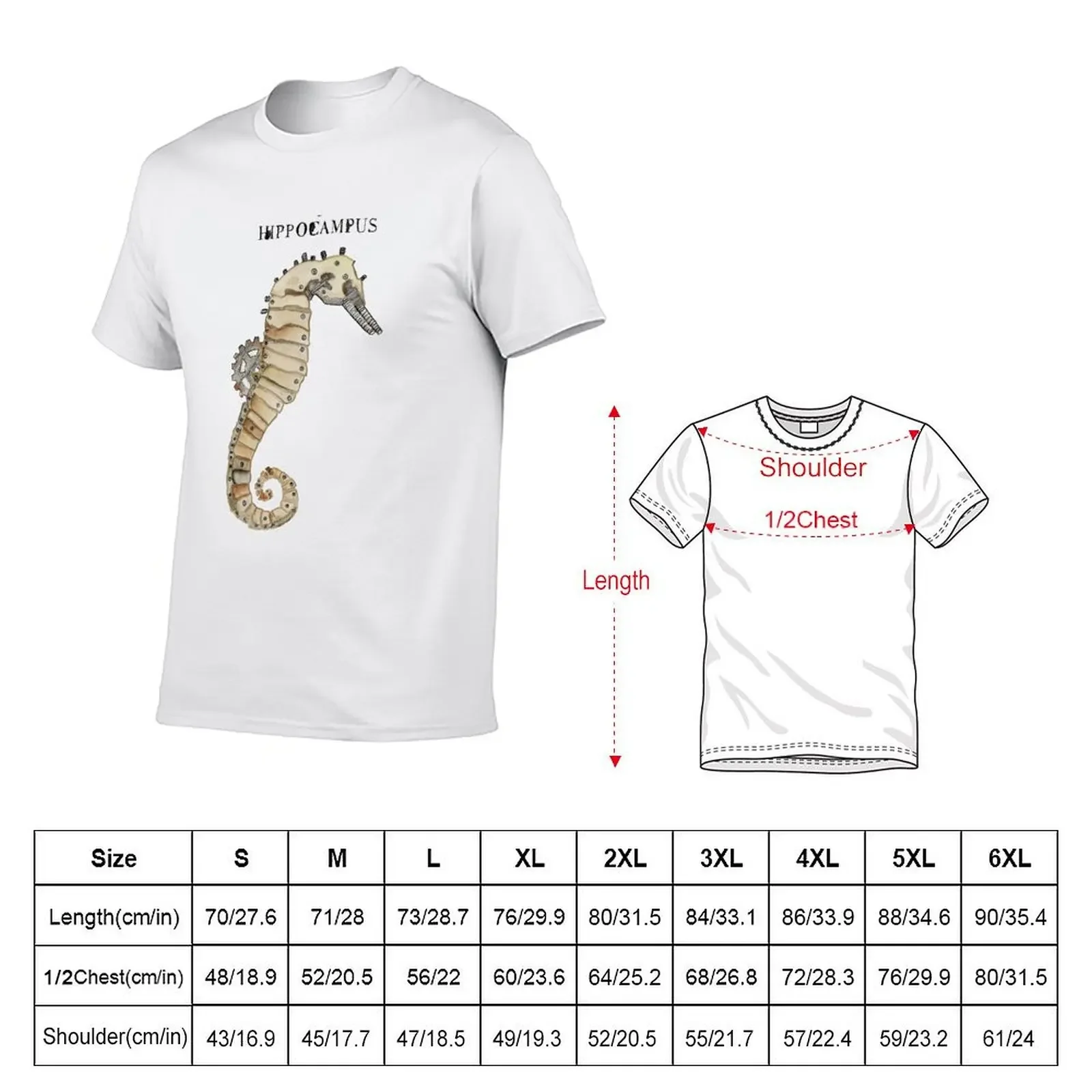 Mechanical seahorse T-Shirt funny shirt cotton cute clothes blacks plain white t shirts men