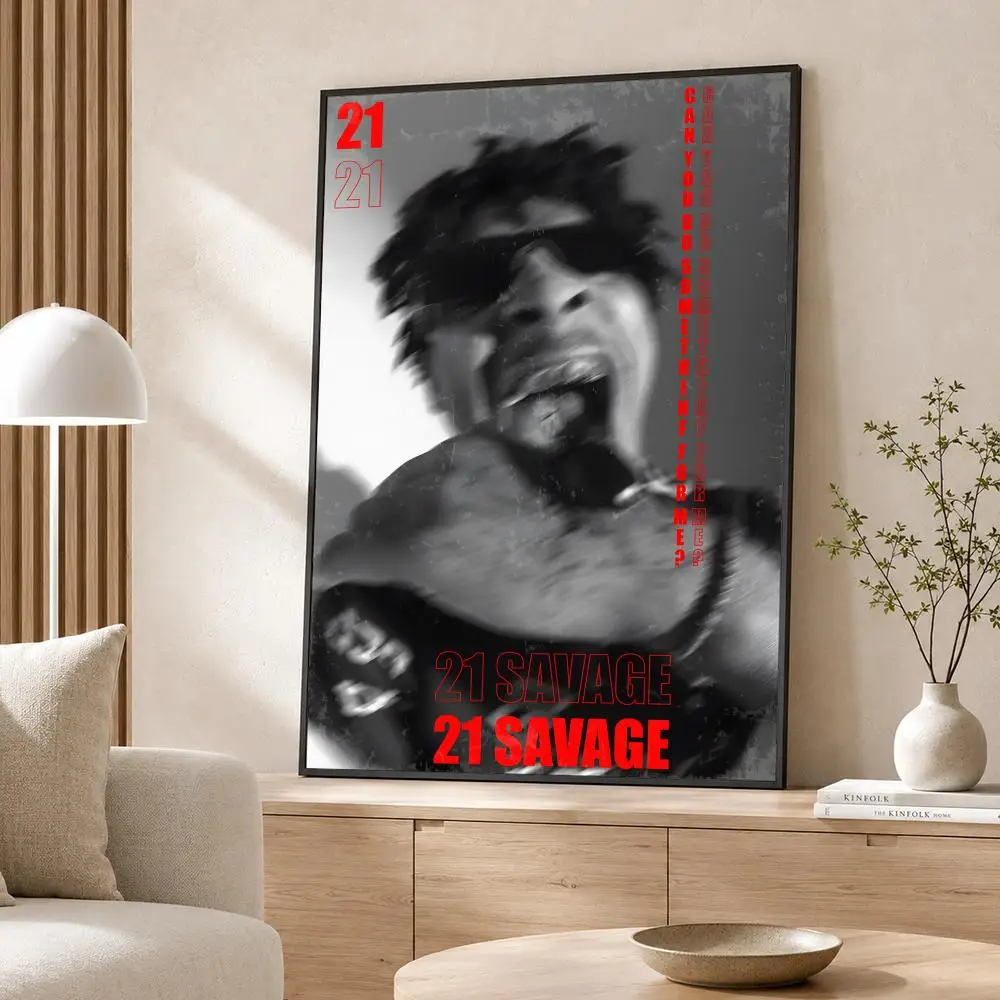 Rapper 21 Savage Poster Poster Wall Sticker Waterproof Self Adhesive HD Art  Bedroom Bar Decor