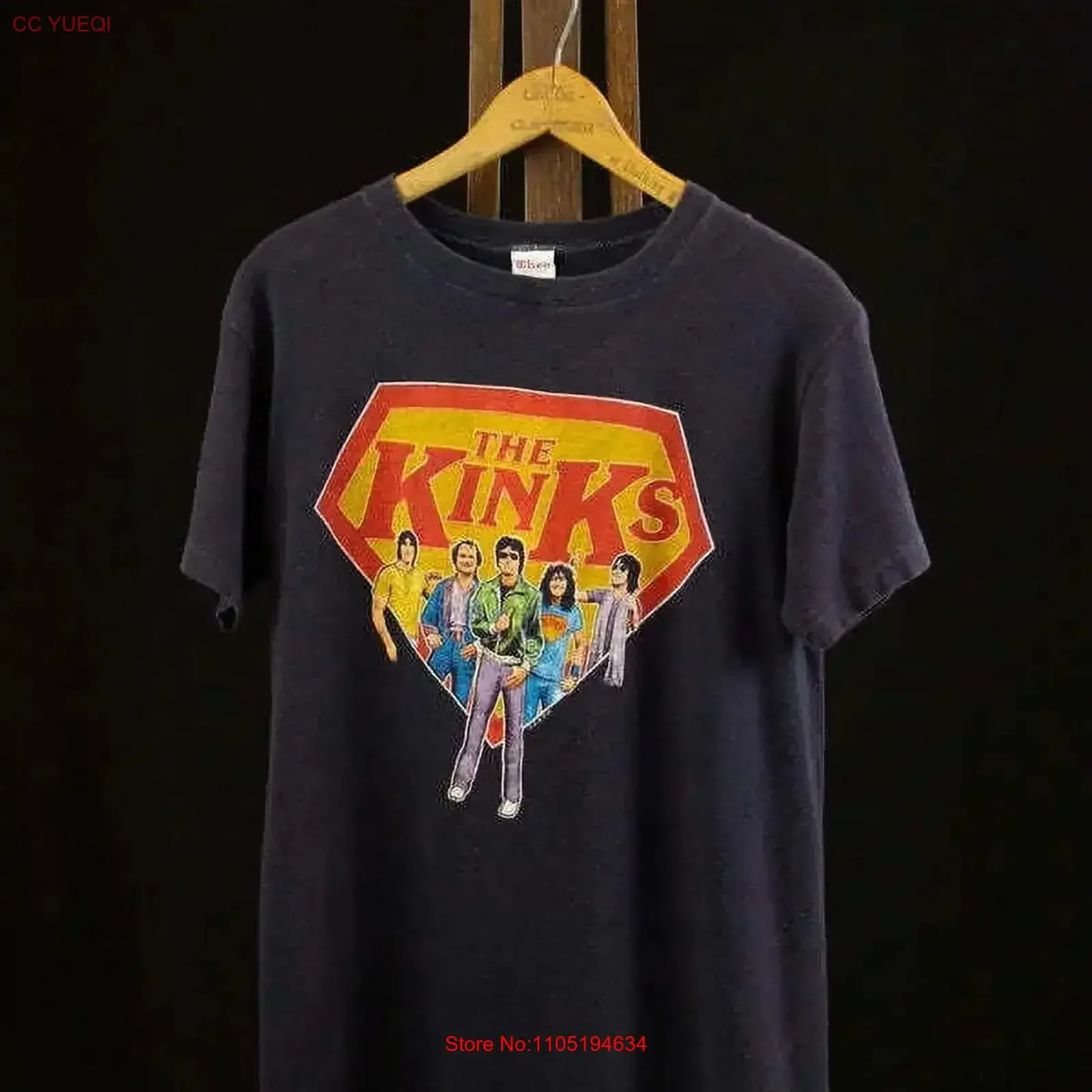 Remake The Kinks Concert T Shirt 1979 Low Budget Tour Black color TE8473 vintage Washed Soft Slightly Comfortable vintage