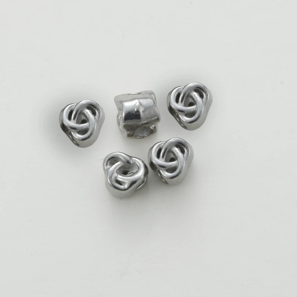 5PCS Trendy Minimalist Stainless Steel Beads Pendant DIY Necklace Silvery Star Heart-shaped Euro-American Jewelry Wholesale