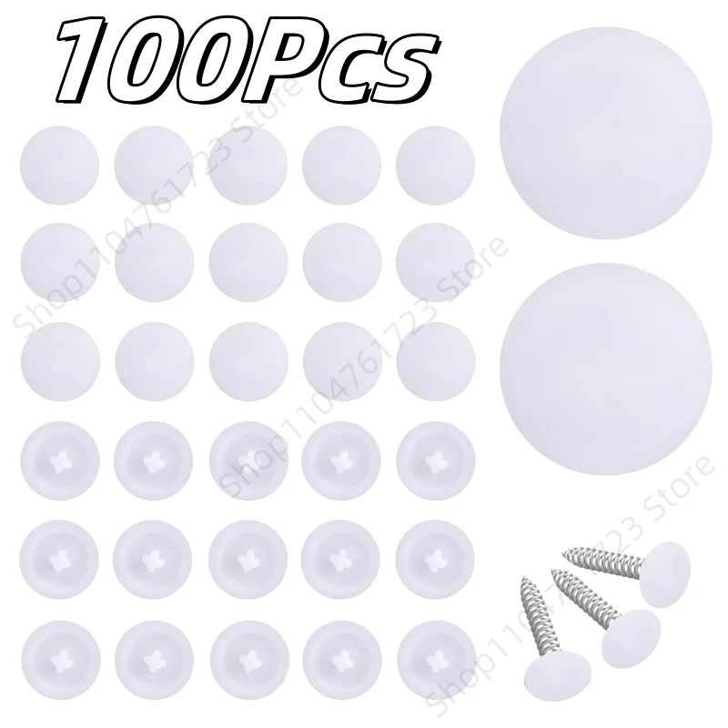 100Pcs Furniture Hole Covers Decor Plastic Screw Cap Cabinet Drill Hole Dust Plug Grommet Self-tapping Cross Screws Decor Cover