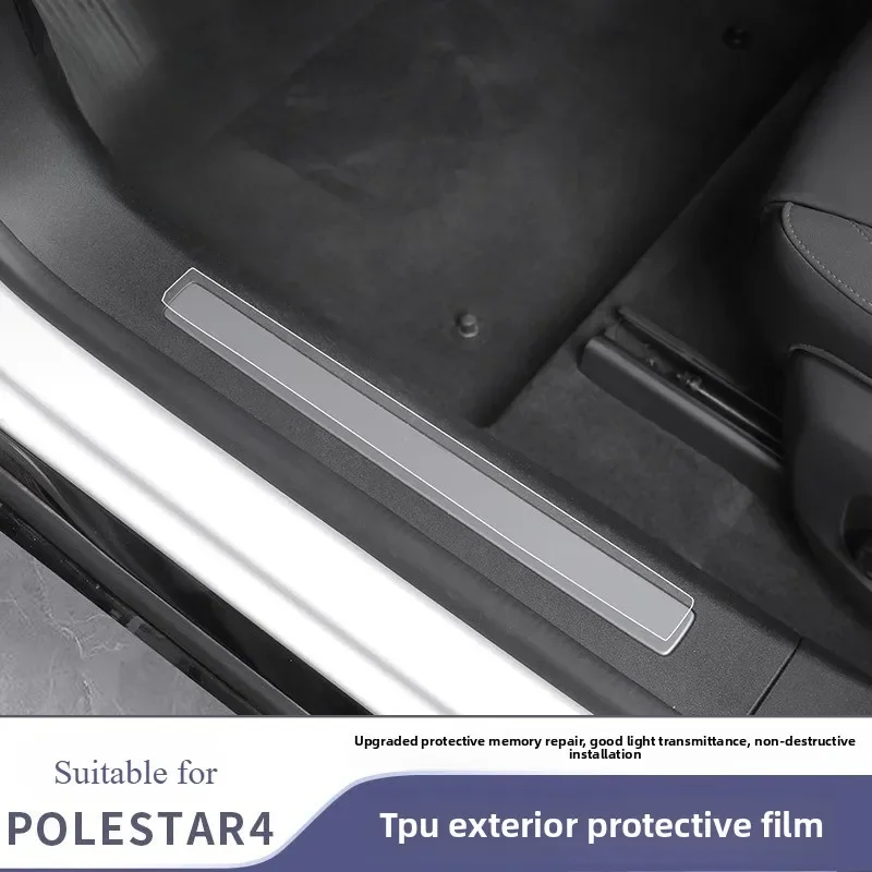 ل Polestar 4 طبقة رقيقة واقية من البولي يوريثان الجبهة الحاجز/شريط العتبة/مقبض الباب فيلم كهرباء مع شعار ملصقات التصميم الخارجي