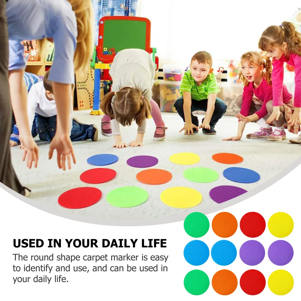 

24Pcs Early Education Carpet Markers Bright Color Round Carpet Circles for Classroom Educational Floor Stickers