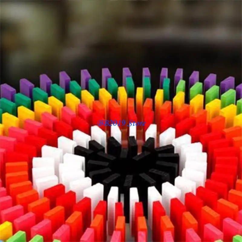 Q0KB 120 قطعة من الدومينو مجموعة للأطفال اللبنات الخشبية 12 ألوان دومينو سباق البلاط ألعاب تعليمية للأطفال