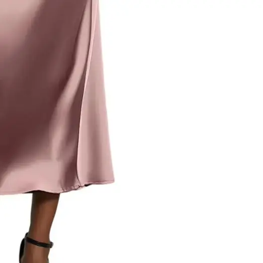 Women's Satin Elegant High Waist Fishtail Skirt Solid Casual Slim Long Skirt