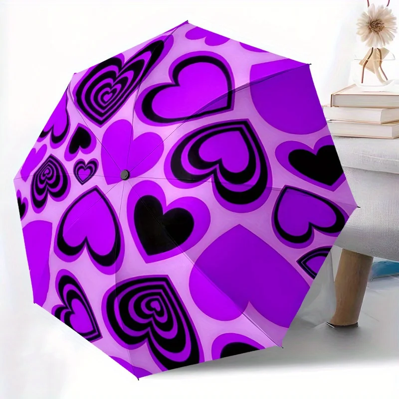 

Автоматический зонт с рисунком в виде сердца, 1 шт. — милый мультяшный дизайн, портативный компактный зонт для мужчин и женщин, прочный пластиковый корпус.