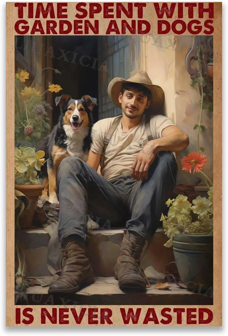 Canvas Room Decor Wall Art Time Spent Withigarden And Dogs Is Never Wasted For Living Room Bedroom Office Play Room Decor  sign