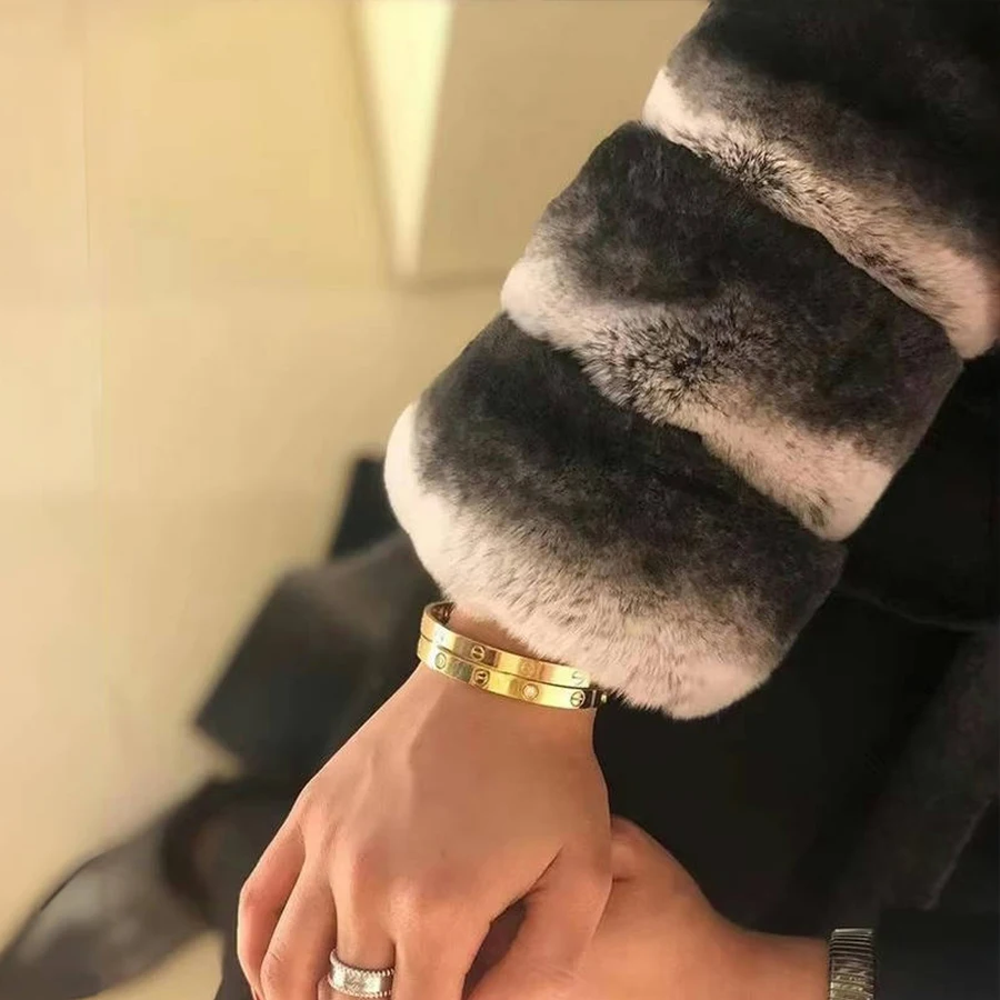 

Natural Rex Rabbit Fur Cuff For Women Real Chinchilla Fur Best Selling Women Winter Fur Coat Rex Rabbit Fur Cuff New Fashion