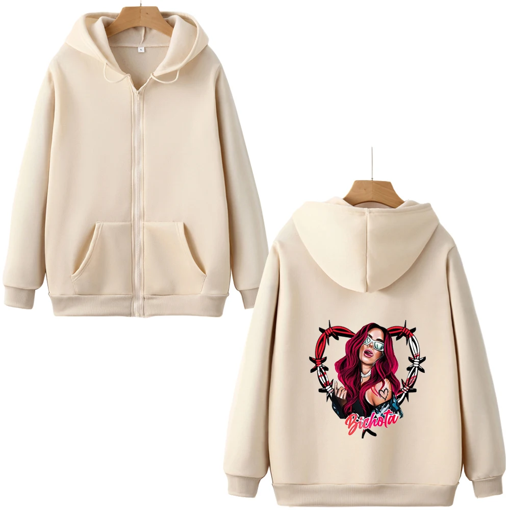 Karol G Bichota Song Redhead Zipper Hoodie Love Sexy Cartoon Clothing For Men Women Suitable For Autumn And Winter