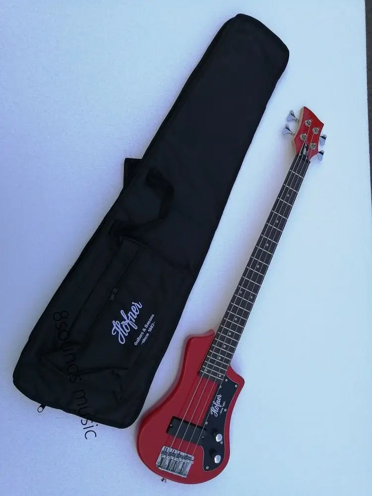 free shipping red color hofner shorty bass 4 Strings custom hofner mini travel bass right left handed bass guitar