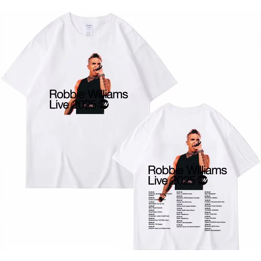 Robbie Williams Live 2026 Tour Cover T-shirt Men's Women High Street Hip Hop Punk T Shirt Summer Casual Short Sleeve T-shirt Top