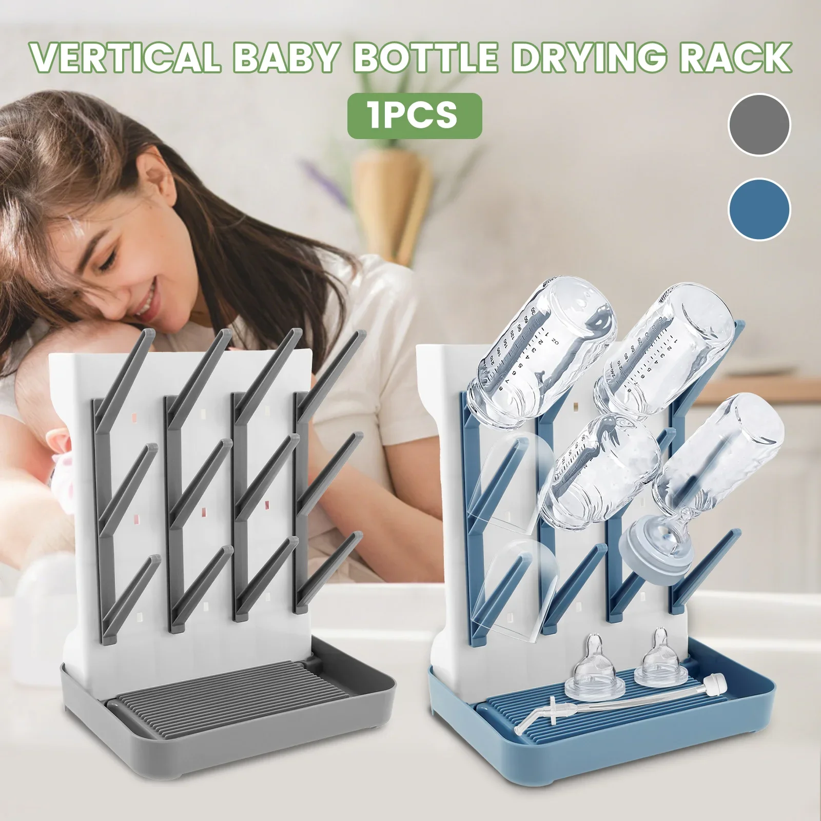 

Baby Bottle Dry Rack Baby Bottle Drain Drying Rack Blue Pink Baby Bottle Cleaning Dryer Drainer Space-Saving Storage Drying Rack