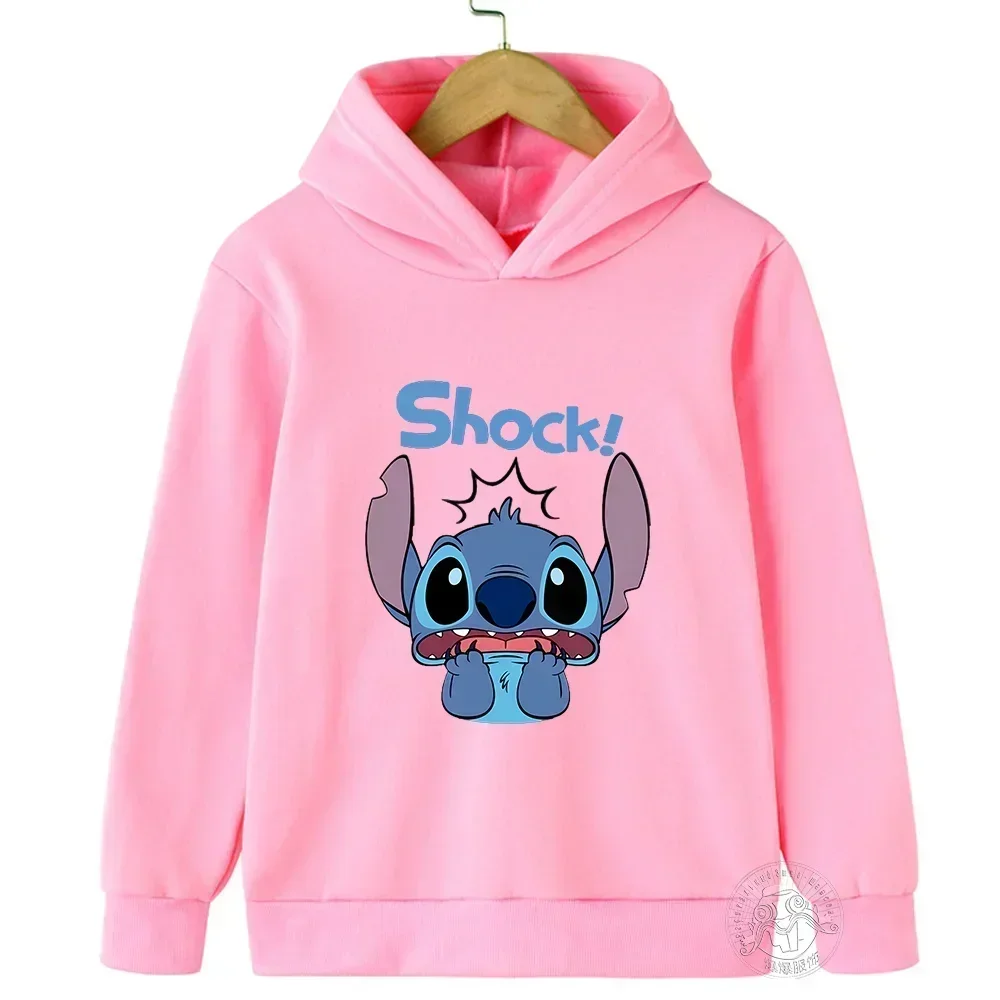 Hoodie bertudung untuk anak-anak, pakaian natal Disney Lilo and Stitch, Hoodie kartun, pakaian bayi anak perempuan dan laki-laki, Pullover kasual 90s