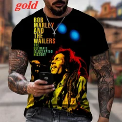 Zomer Heren T-shirts Cool Rock Bob Marley 3d Print O-hals Korte Mouw Straat Hip-Hop Shirt Oversized Tops & Tees Mannen Kleding