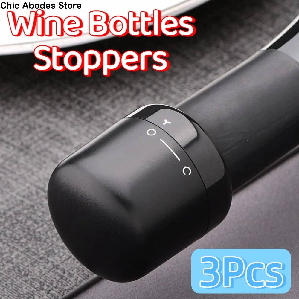

3Pcs Leak Proof Red Wine Bottles Stoppers Vacuum Reusable Sealed Bottle Stopper Silicone Black Wine Bottle Plug Bar Tools