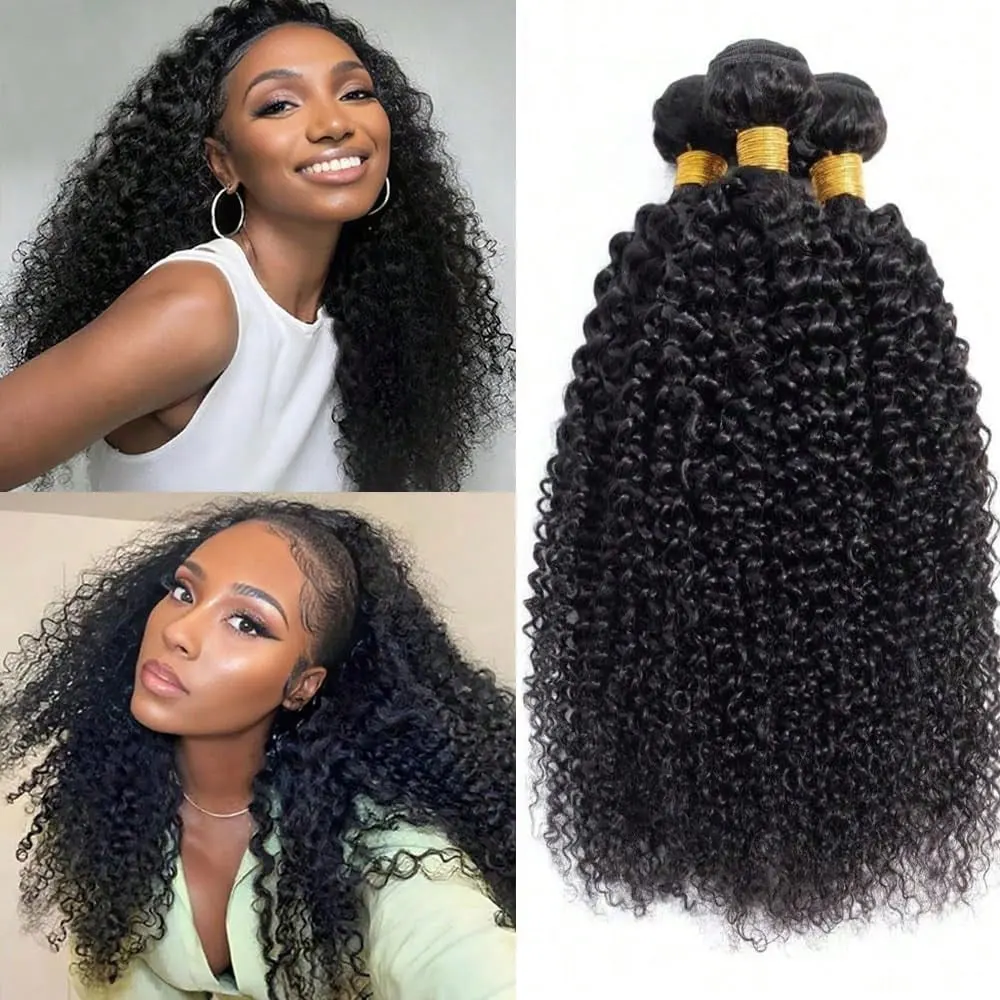 Human Hair Bundles Jerry Curly Bundles Natural Color Brazilian Combo pack Quick Weave Human Hair Extensions Natural color