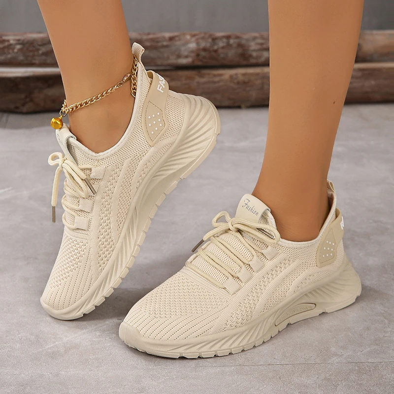 Lucyever 2024 Mesh Breathable Women Sneakers Casual Thick Bottom Lace-up Vulcanized Shoes Ladies Platform Sneaker Shoes Woman 43