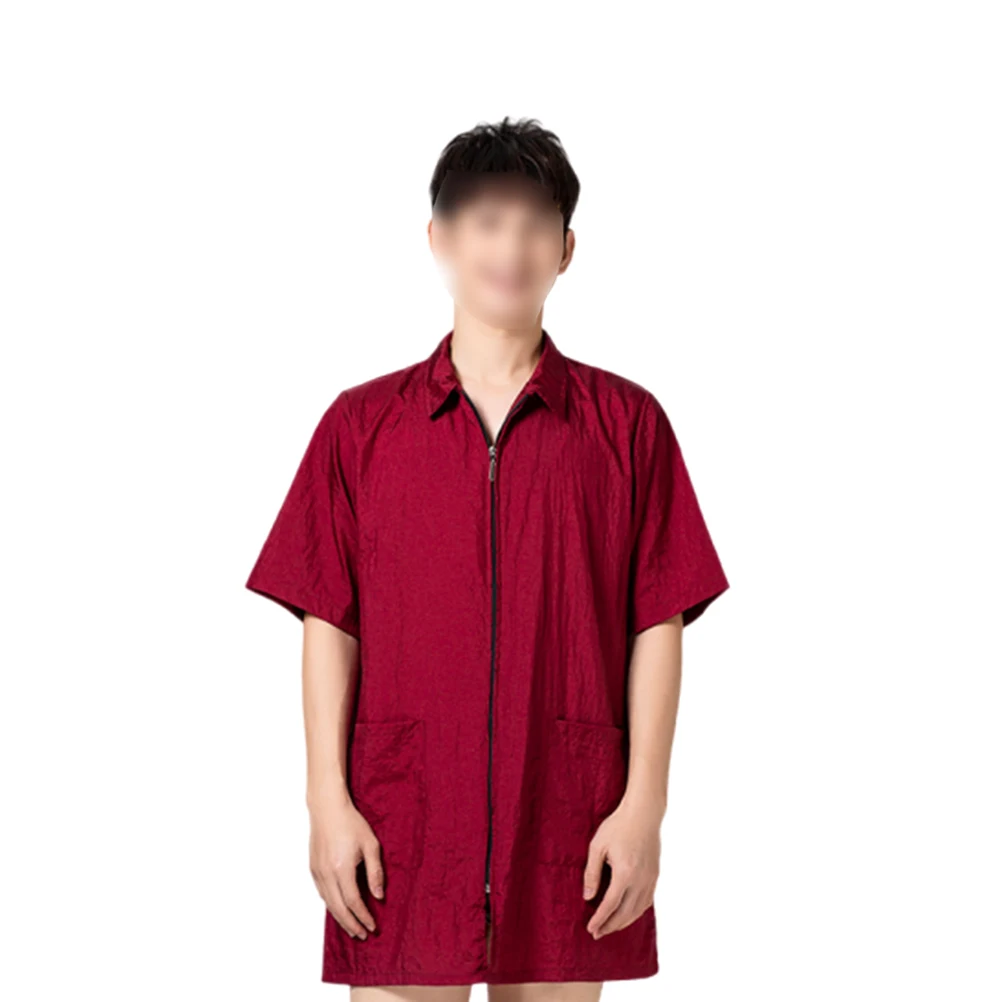 

Hair Dye Clothes Women Men Salon Work Jacket Treatment Short Sleeve Vests Red Color Waterproof Lightweight Durable Easy Clean
