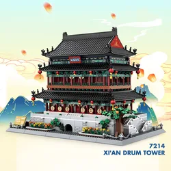 Creative China Historical Cultural Architecture Model Block Xi'an Drum Tower Building Brick Educational Toy Collection For Gifts