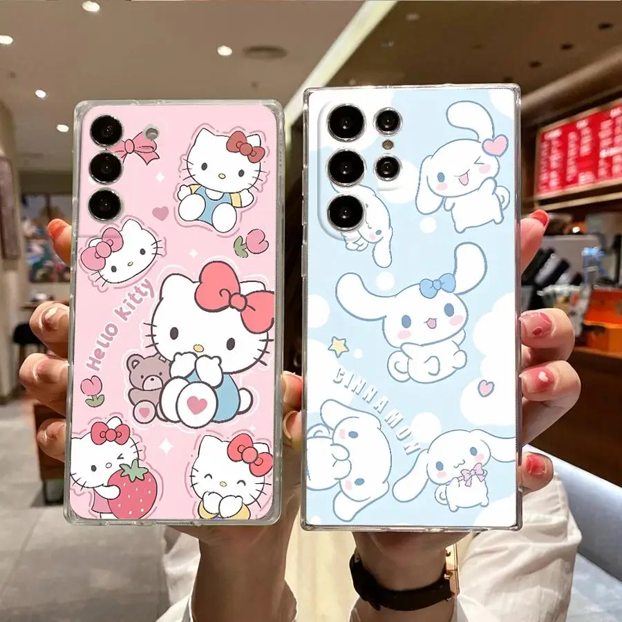 Funda Sanrio Cinnamoroll Hello Kitty para Samsung Galaxy S22 S21 S24 FE S23 S10 Plus S25 Ultra S20 Note 10 20 funda Ultra suave