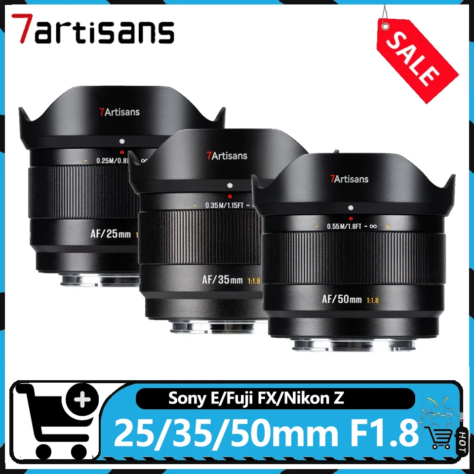 7artisans APS-C 25/35/50mm F1.8 大口径ポートレートオートフォーカスカメラレンズ ソニーA6400、富士フイルムX-T10、ニコンZ50対応